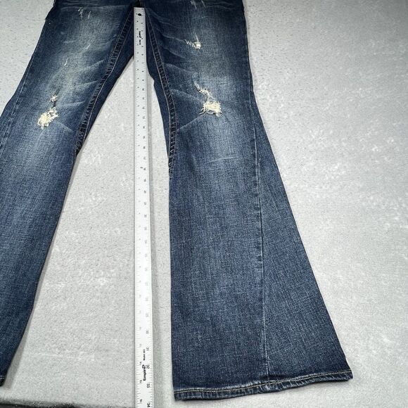 Revolution by Revolt Jeans Womens Juniors Size 15 Blue Denim Flared Jeans - Picture 8 of 11